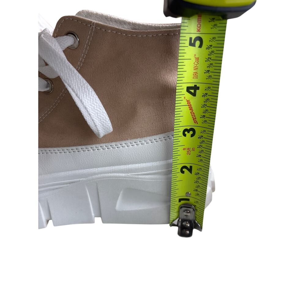 Beige Canvas Platform Sneakers Lug Sole Lace-Up Size 7 (Estimated) - Picture 8 of 9
